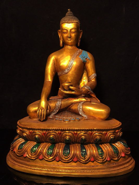 Chinese antique pure copper statue of Shakyamuni Buddha