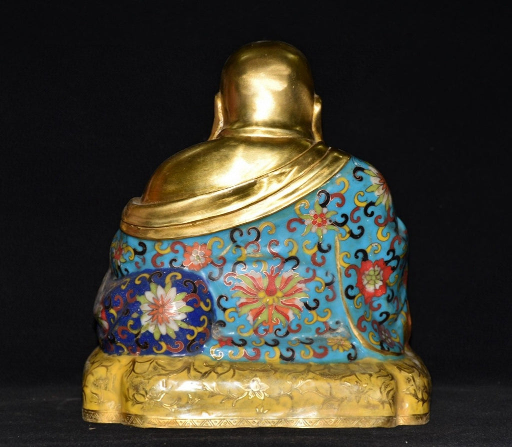 Pure copper cloisonn é square seated Maitreya Buddha ornament