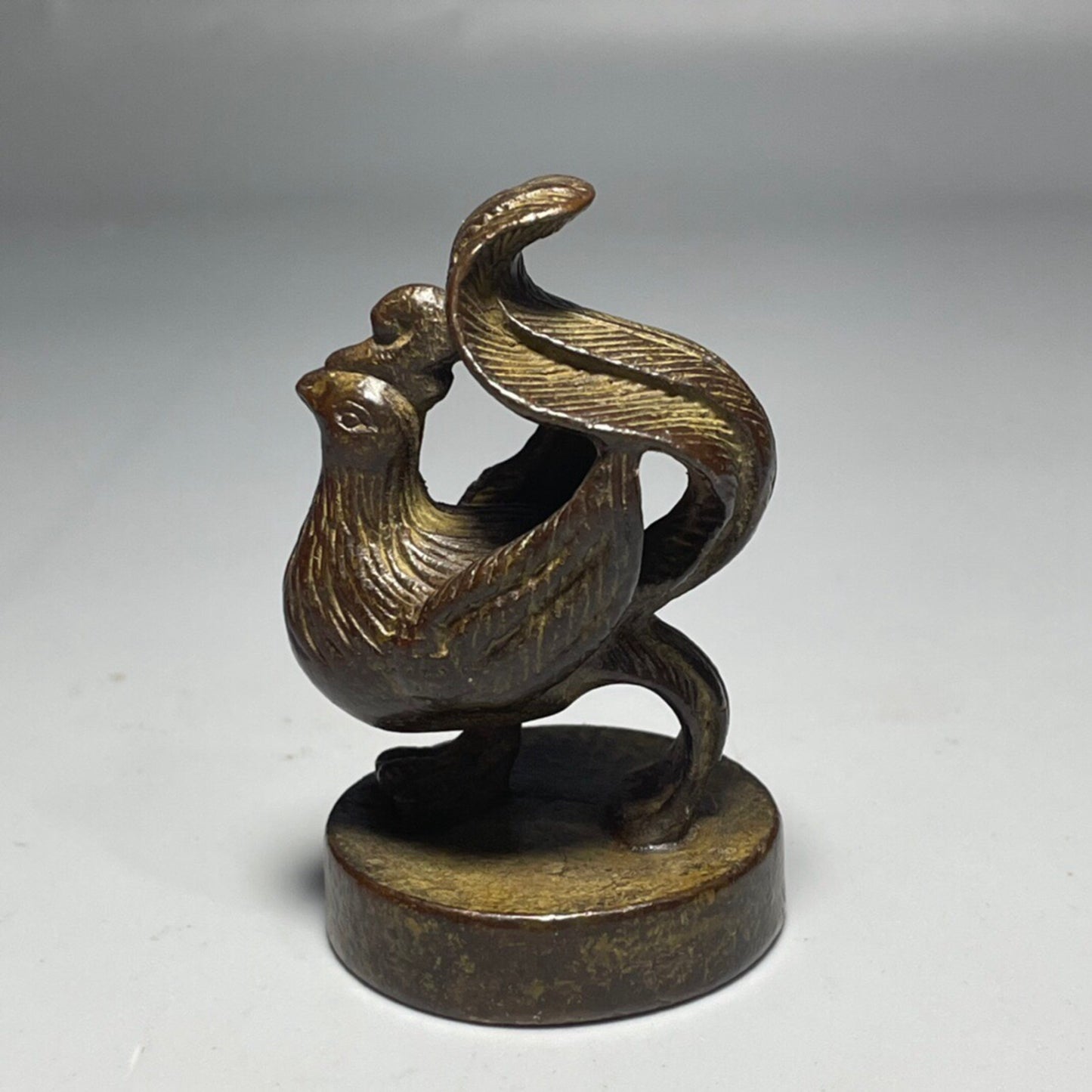 Chinese Antique Pure Copper Vermilion Bird Seal
