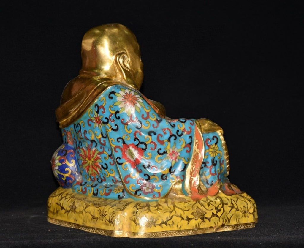 Pure copper cloisonn é square seated Maitreya Buddha ornament