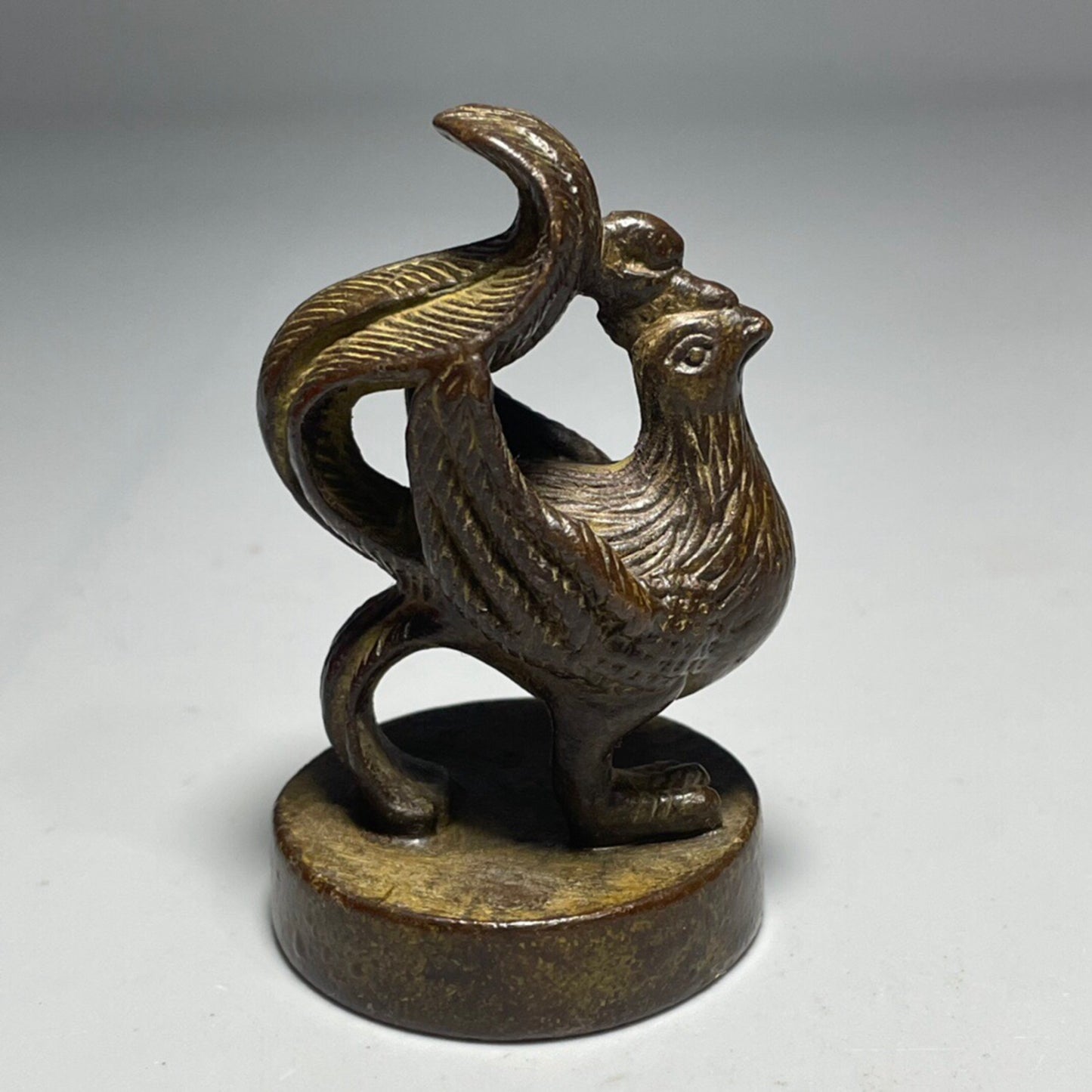 Chinese Antique Pure Copper Vermilion Bird Seal