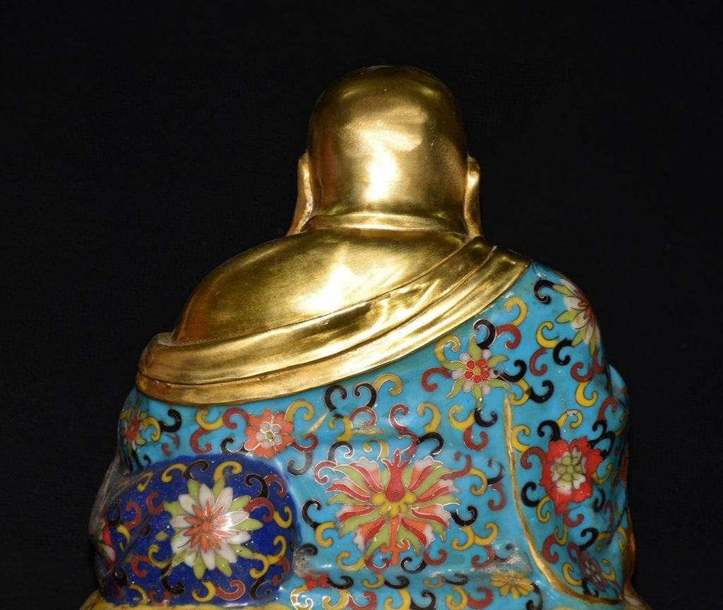 Pure copper cloisonn é square seated Maitreya Buddha ornament