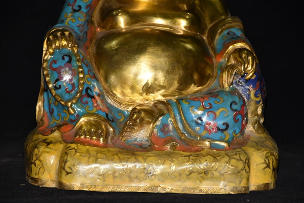 Pure copper cloisonn é square seated Maitreya Buddha ornament