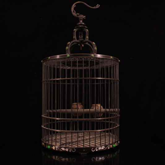 Chinese antique ebony dragon headed bird cage