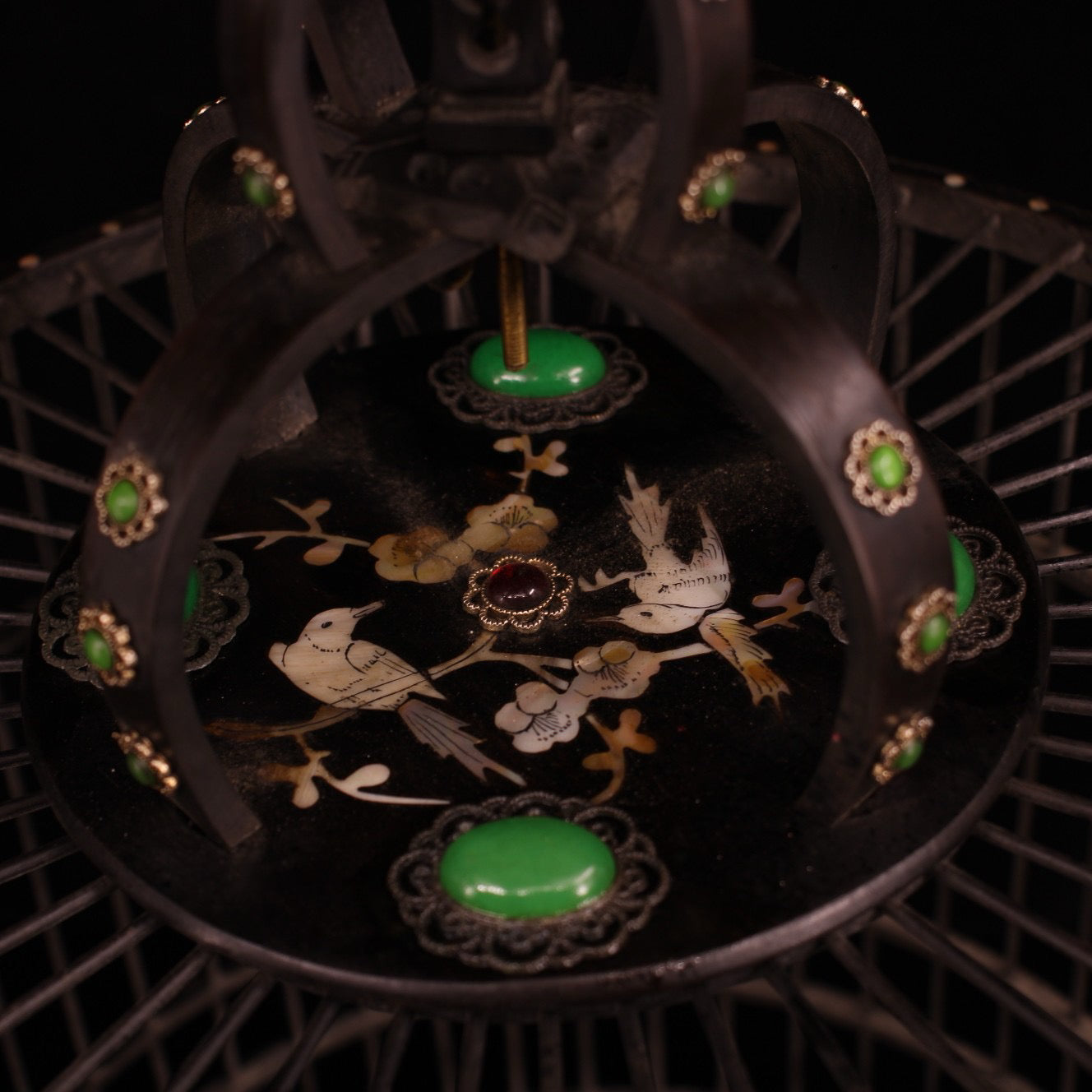 Chinese antique ebony dragon headed bird cage