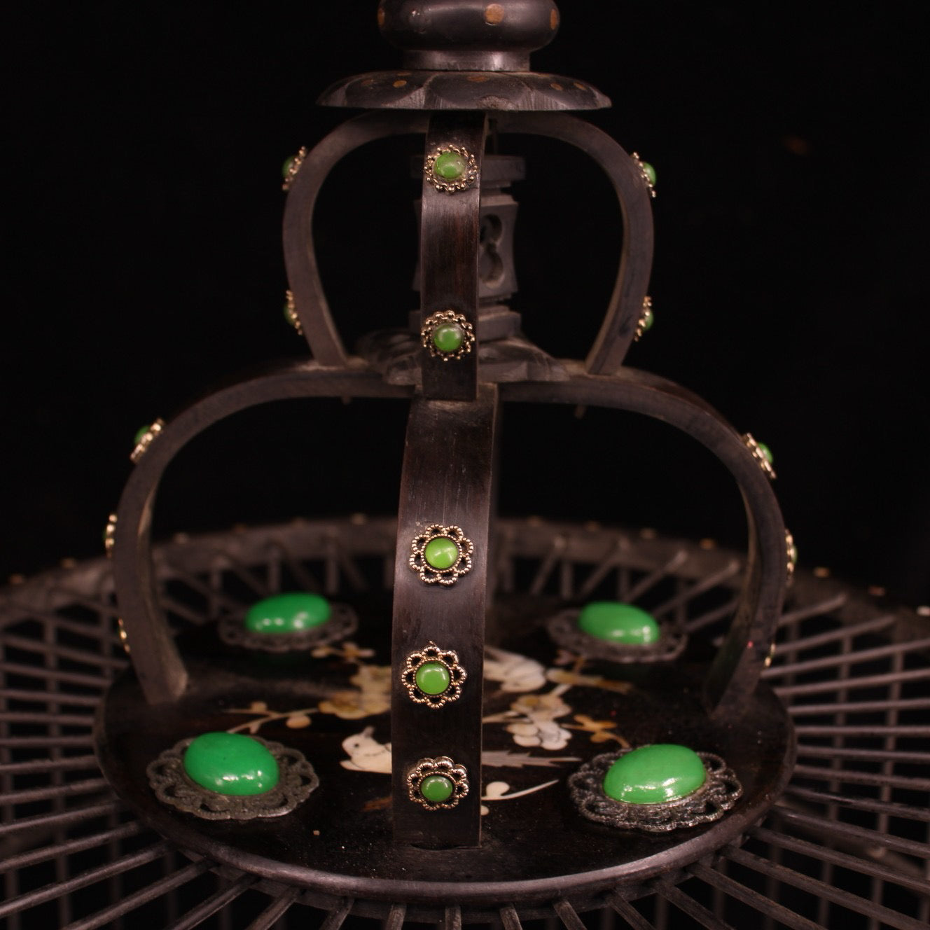 Chinese antique ebony dragon headed bird cage