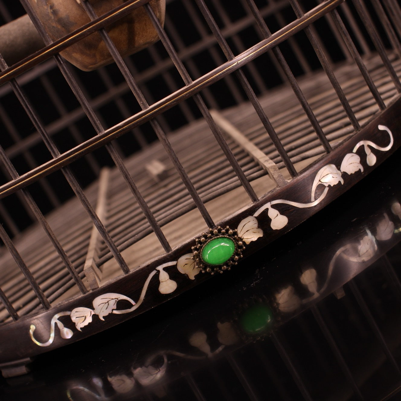 Chinese antique ebony dragon headed bird cage