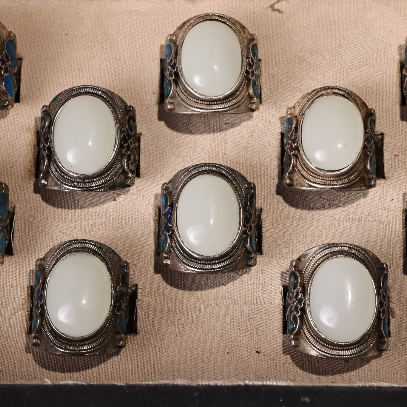 A box of Chinese antique rings