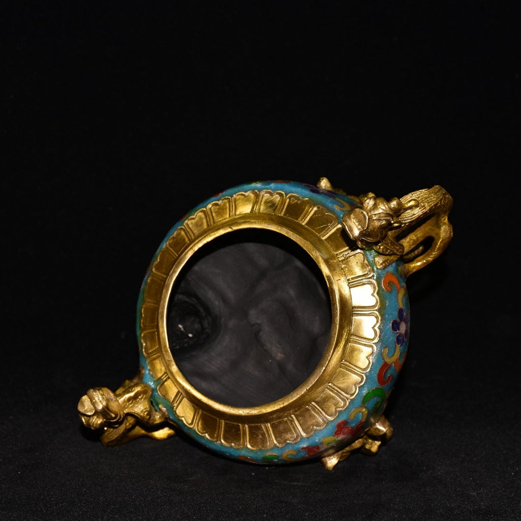 Pure copper cloisonne incense burner ornament