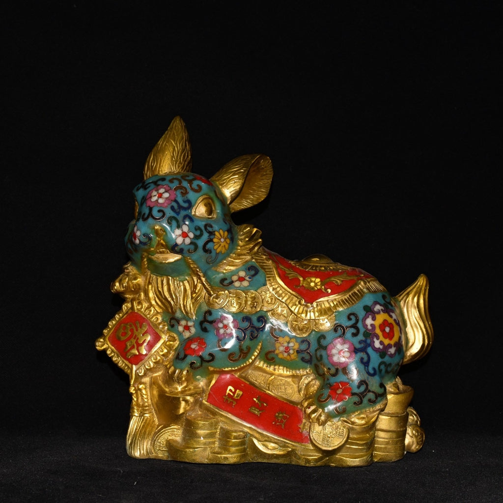 Pure copper cloisonn é rabbit ornament