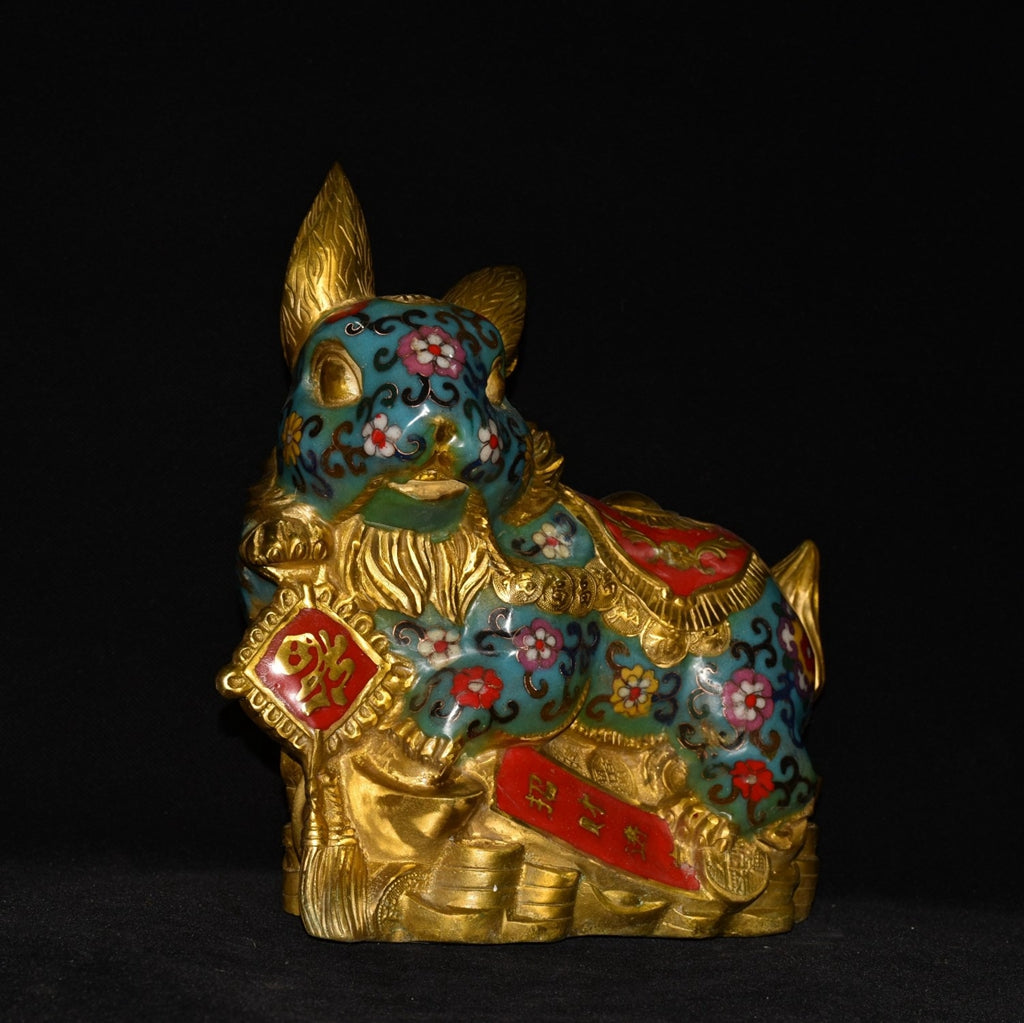 Pure copper cloisonn é rabbit ornament