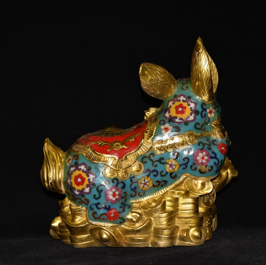 Pure copper cloisonn é rabbit ornament