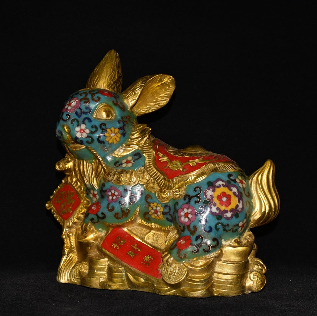 Pure copper cloisonn é rabbit ornament