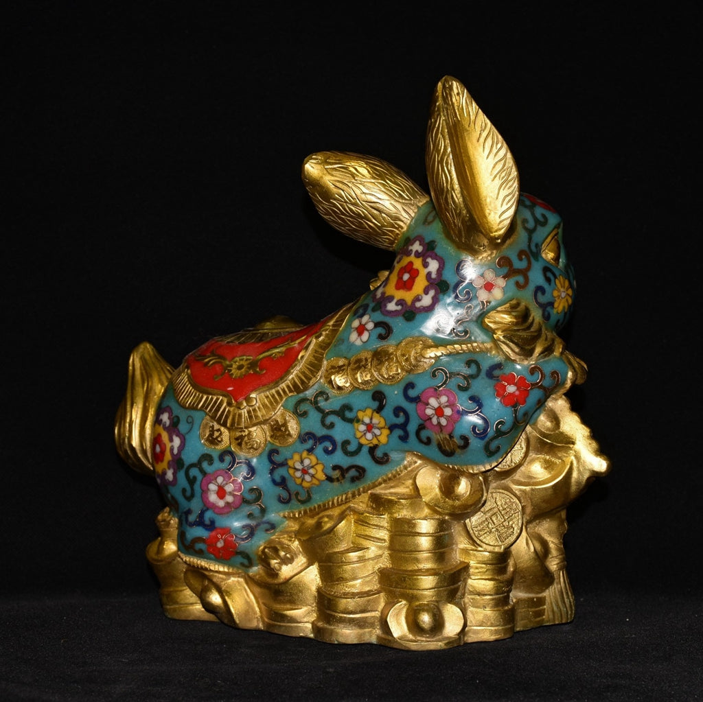 Pure copper cloisonn é rabbit ornament