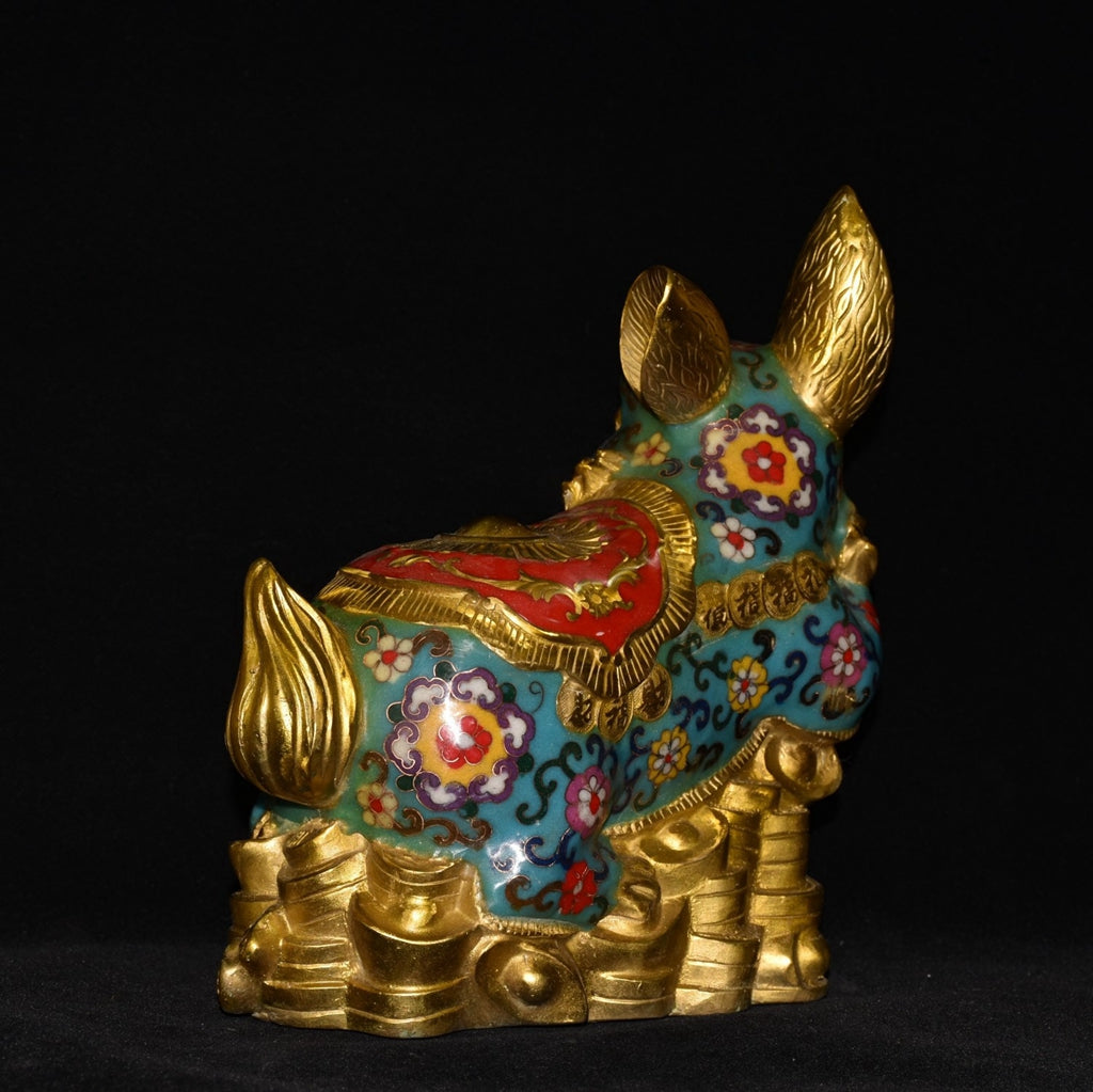 Pure copper cloisonn é rabbit ornament