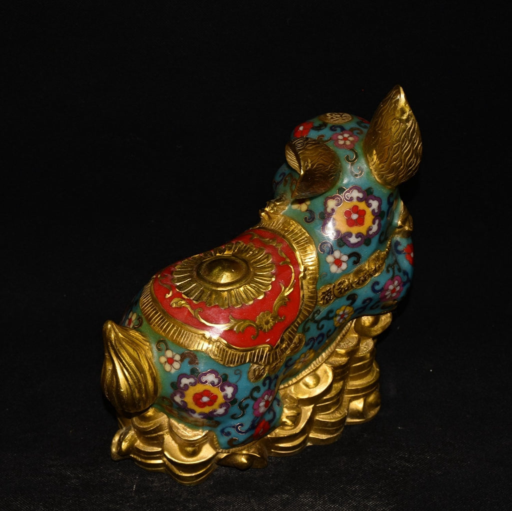 Pure copper cloisonn é rabbit ornament