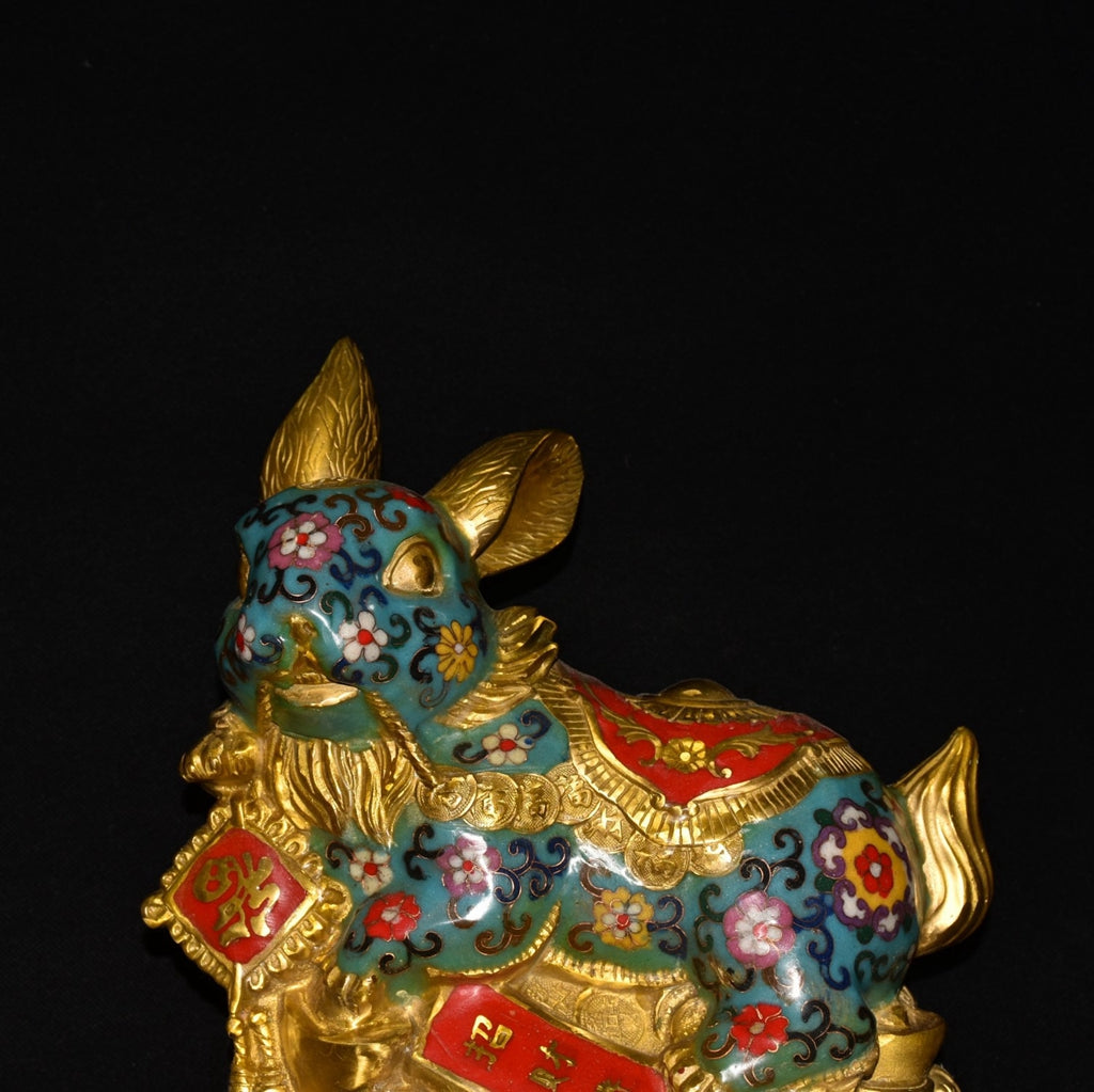 Pure copper cloisonn é rabbit ornament