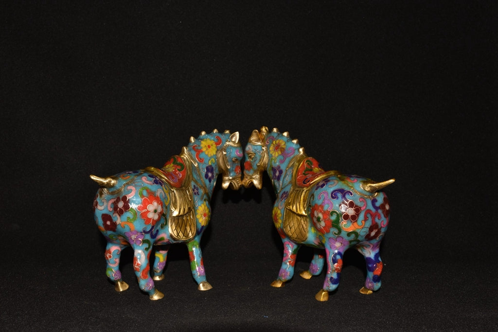 Pure copper cloisonn é Tang horse ornaments