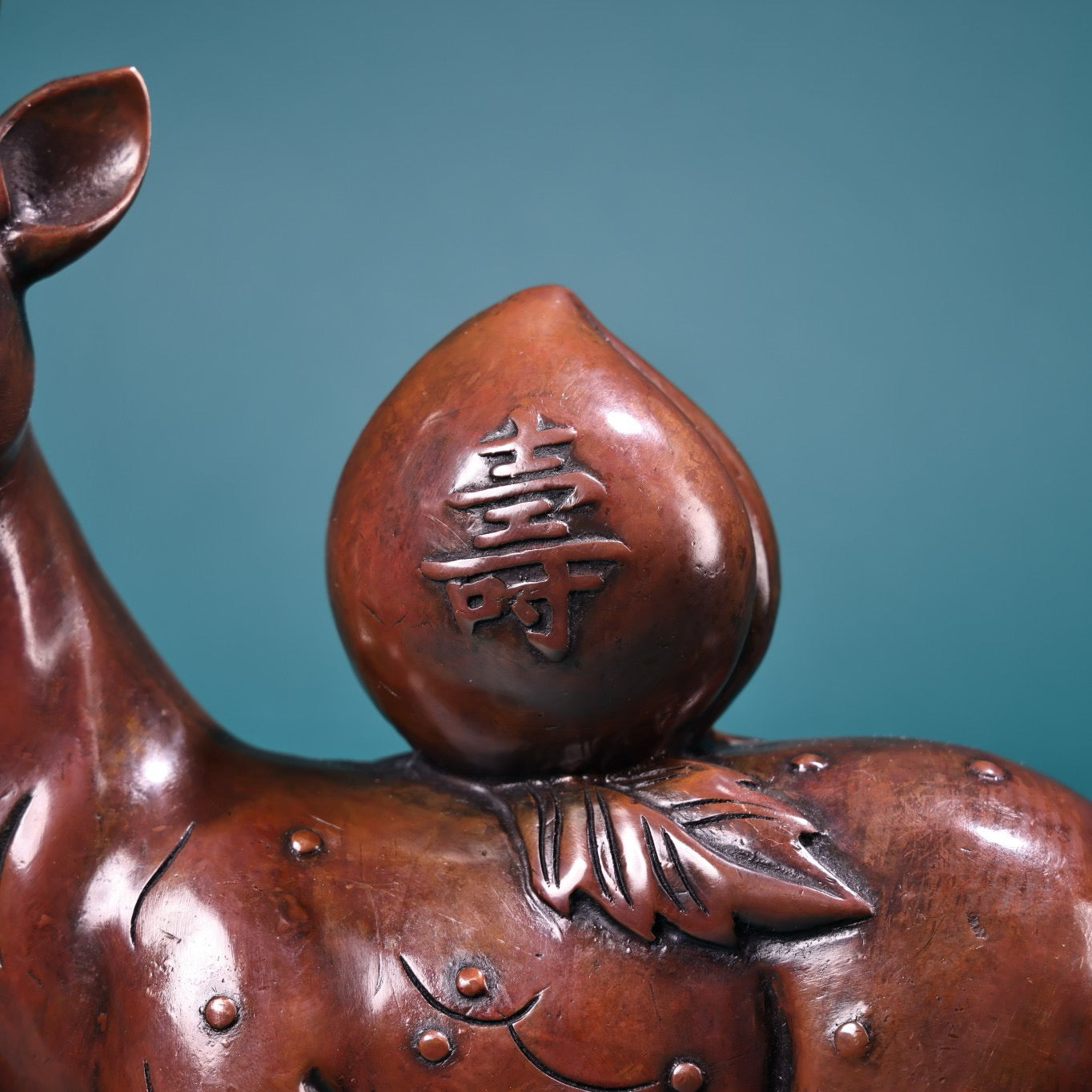 Chinese antique pure copper high relief carved Fu Lu Shou Lu ornaments