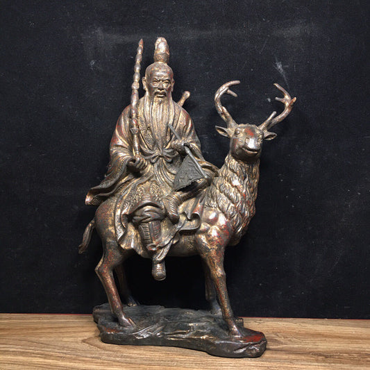 Chinese antique pure copper ginger tooth statue