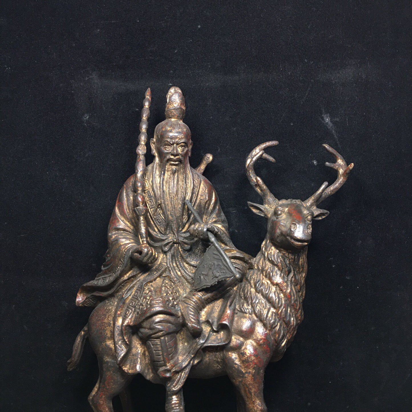 Chinese antique pure copper ginger tooth statue