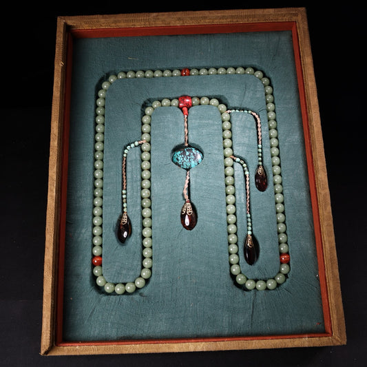 A box of Chinese antique court beads