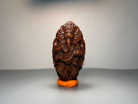 Chinese antique boxwood carved elephant deity