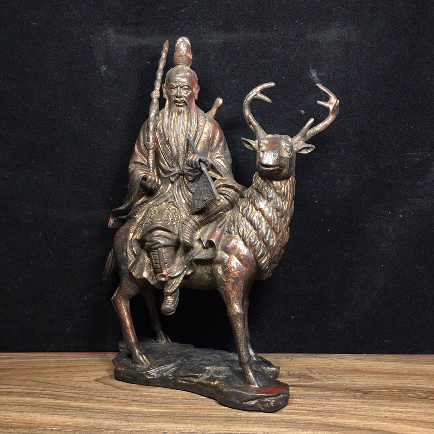 Chinese antique pure copper ginger tooth statue