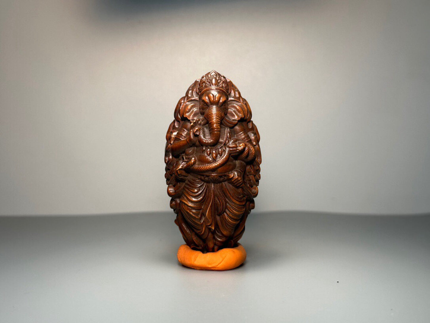 Chinese antique boxwood carved elephant deity