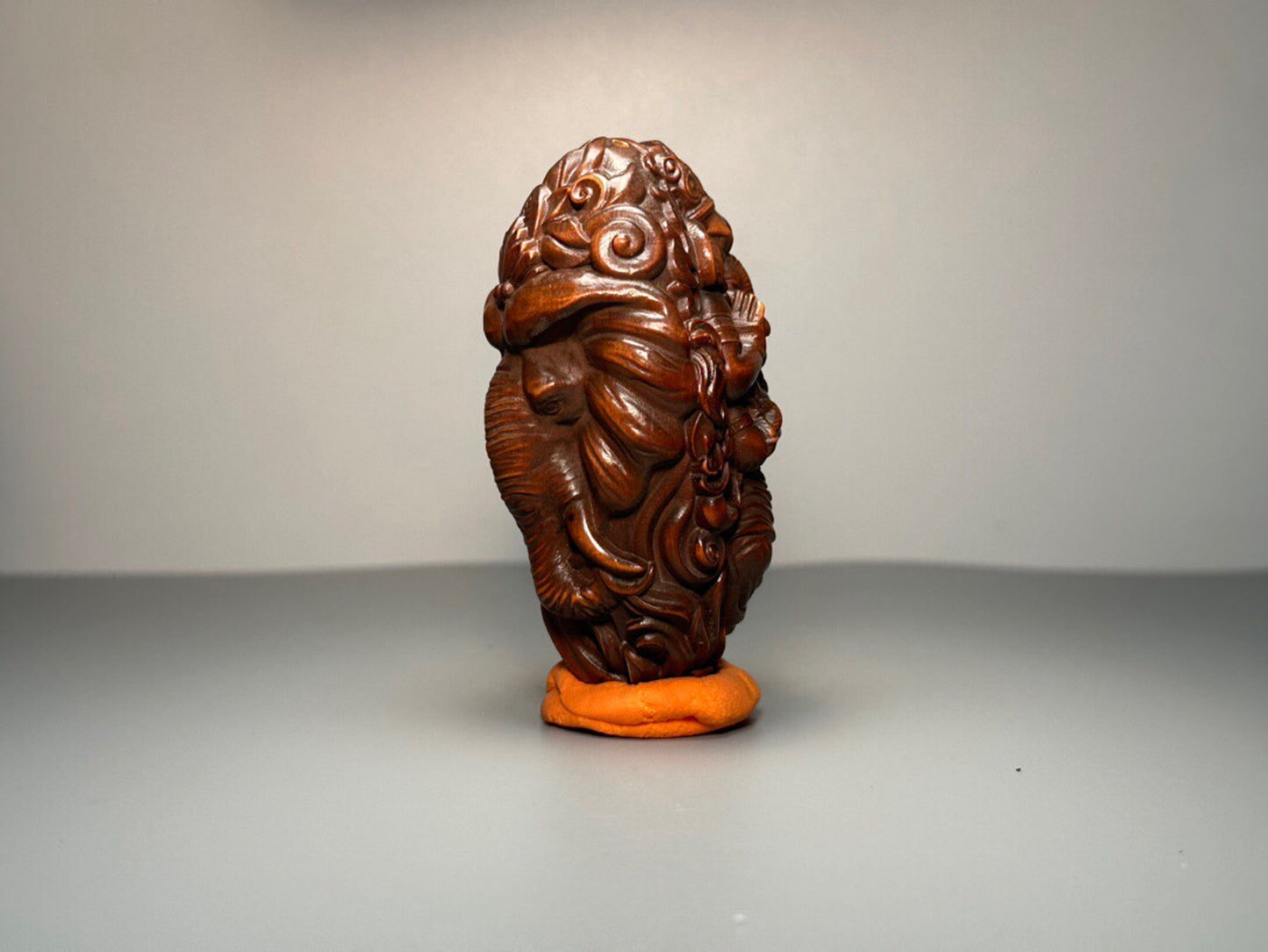 Chinese antique boxwood carved elephant deity