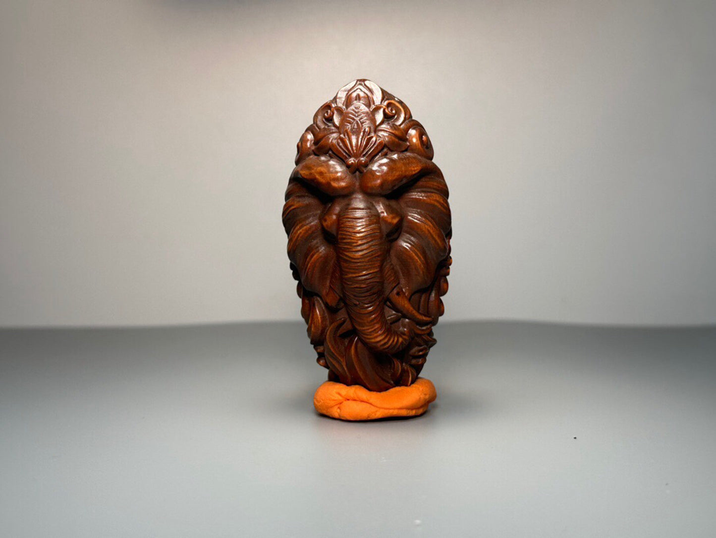 Chinese antique boxwood carved elephant deity