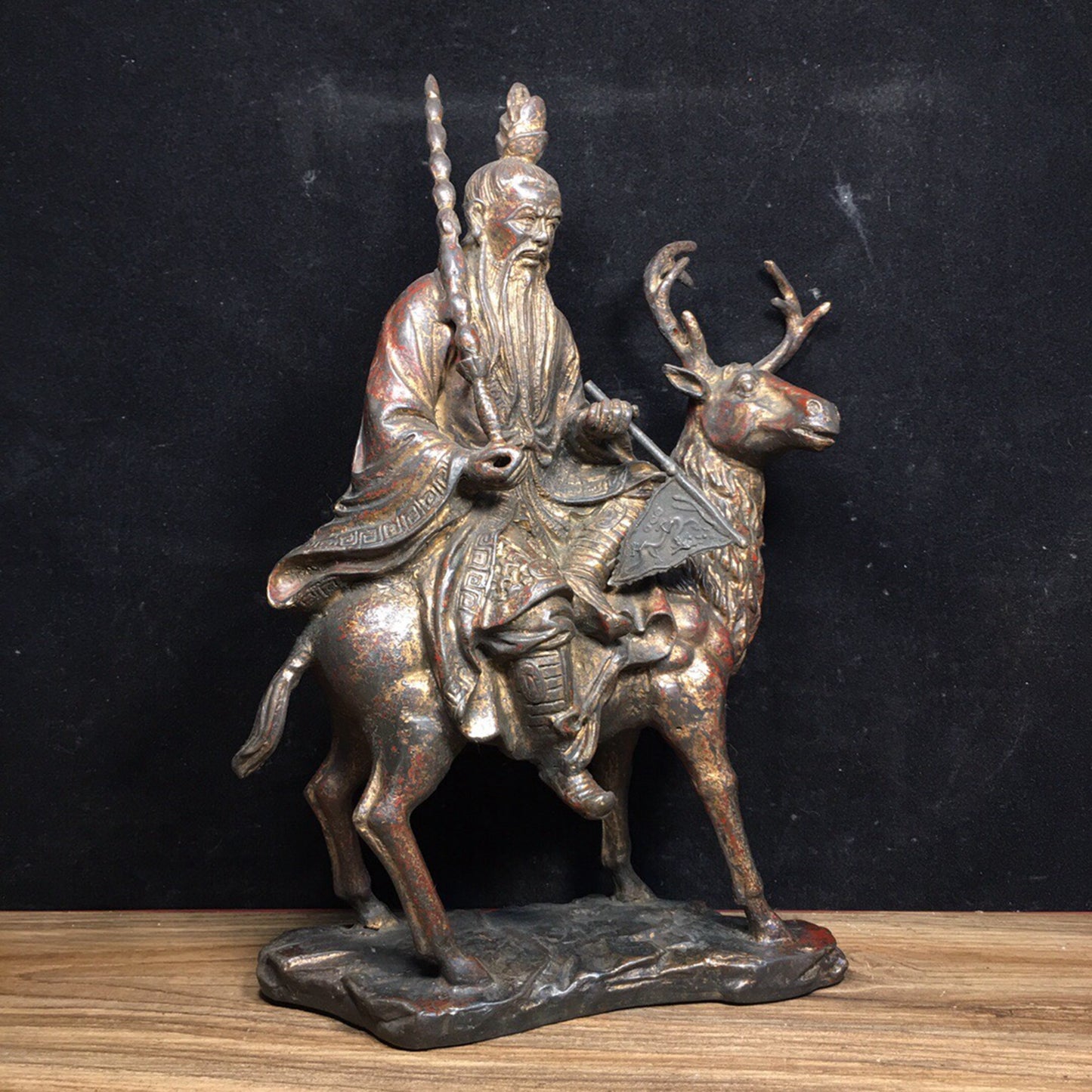 Chinese antique pure copper ginger tooth statue