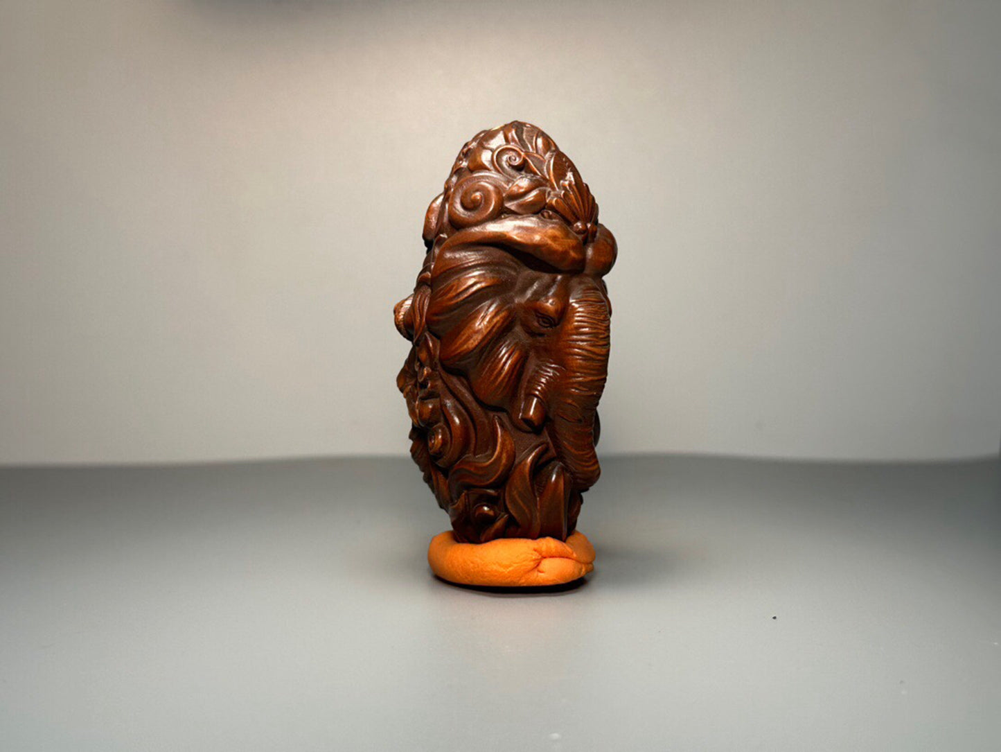 Chinese antique boxwood carved elephant deity
