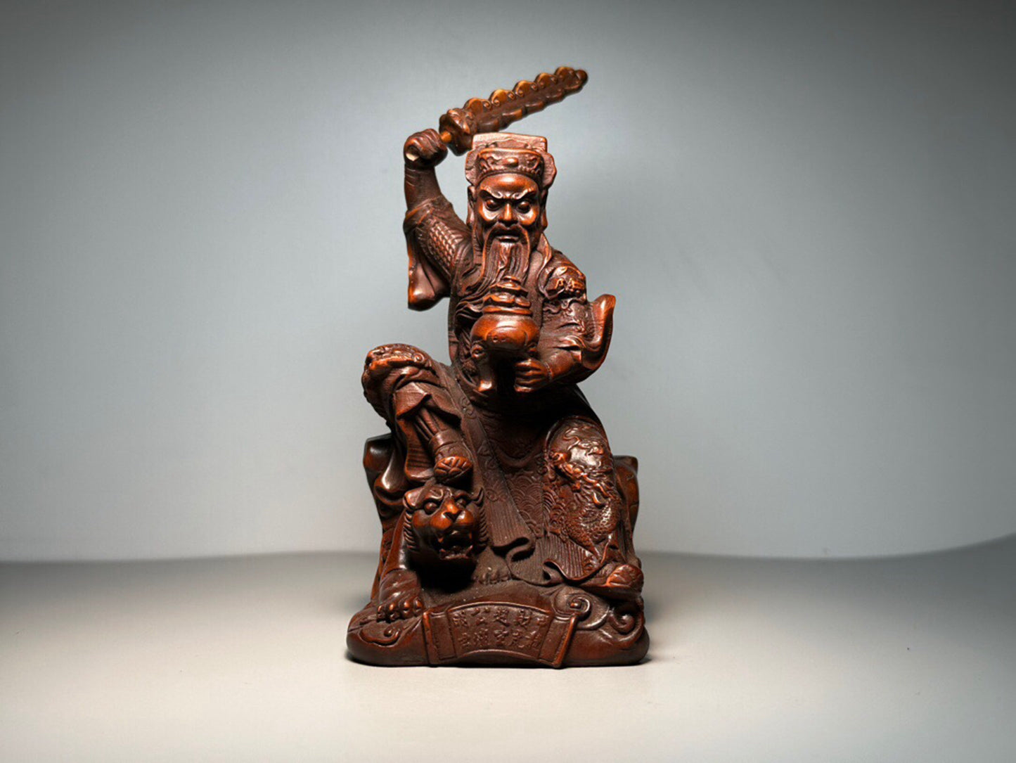 Chinese antique boxwood carving of the God of Wealth