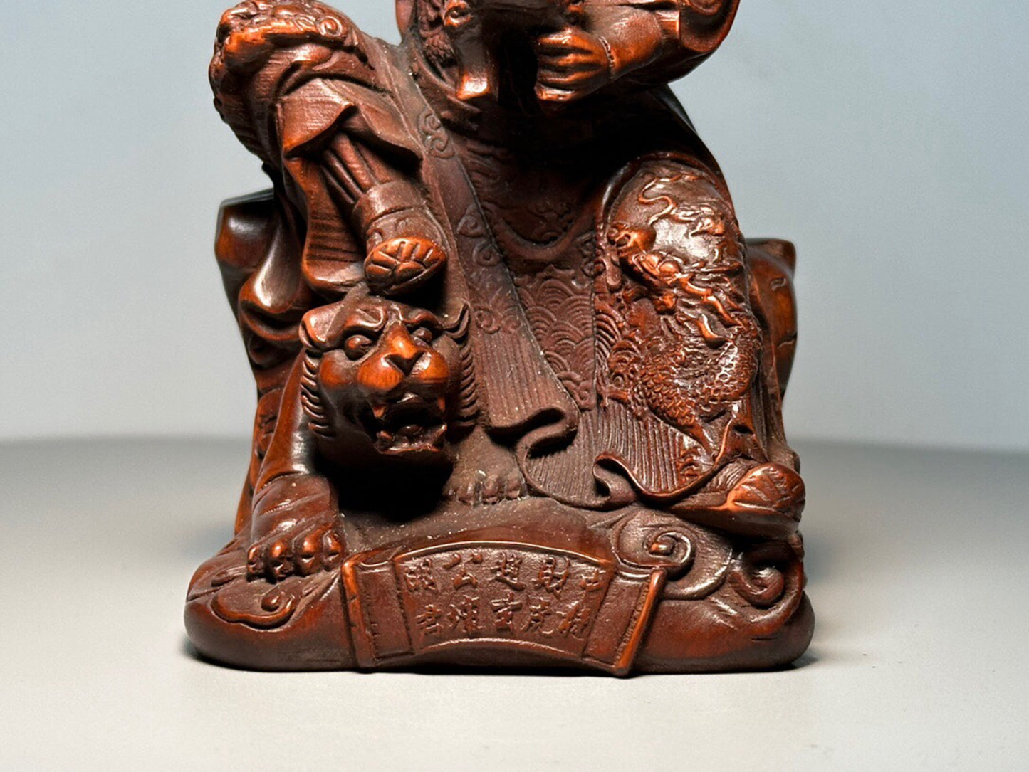 Chinese antique boxwood carving of the God of Wealth