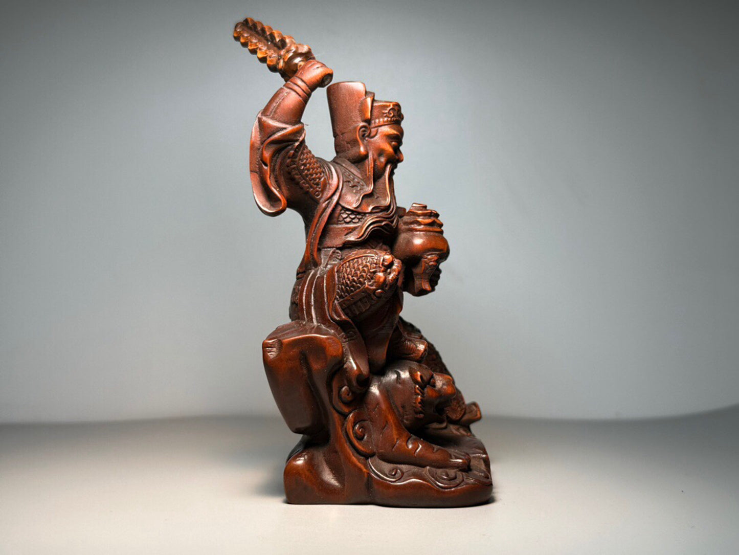 Chinese antique boxwood carving of the God of Wealth