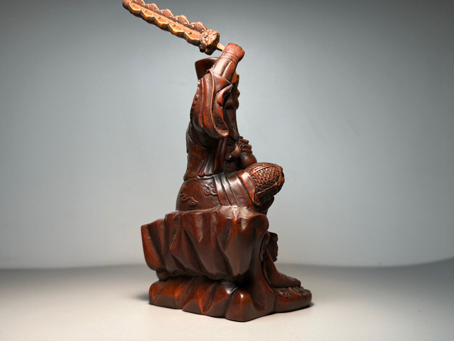 Chinese antique boxwood carving of the God of Wealth