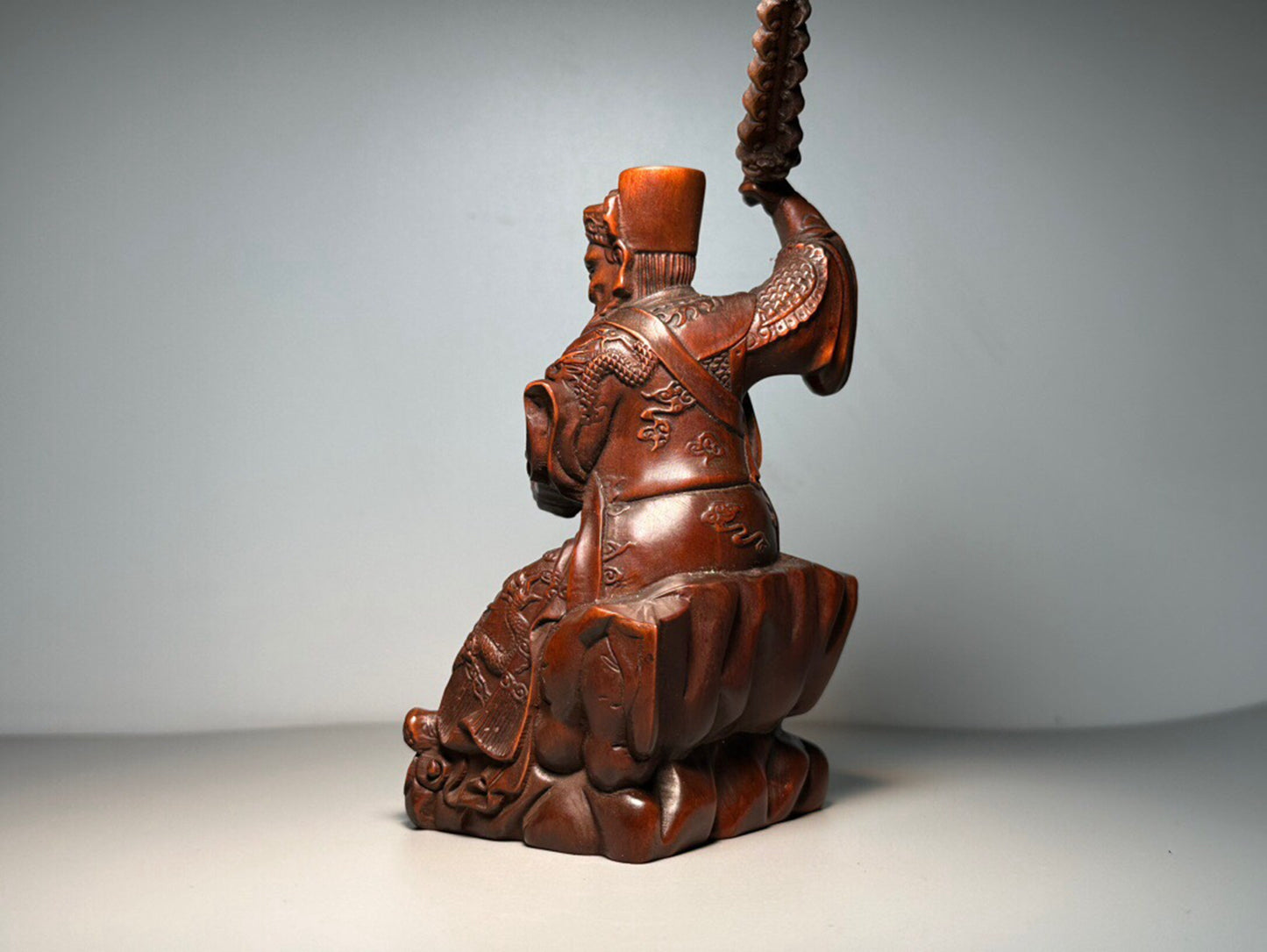 Chinese antique boxwood carving of the God of Wealth