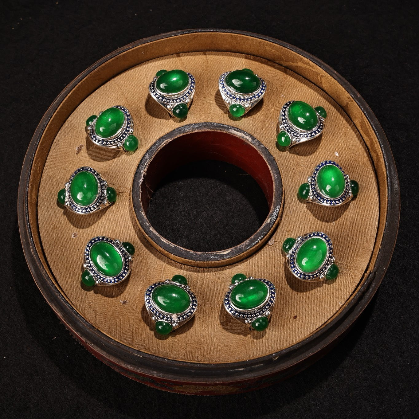 A box of Chinese antique rings