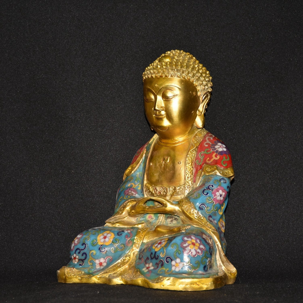 Pure copper cloisonn é Buddha statue ornament