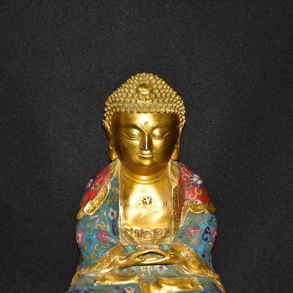 Pure copper cloisonn é Buddha statue ornament