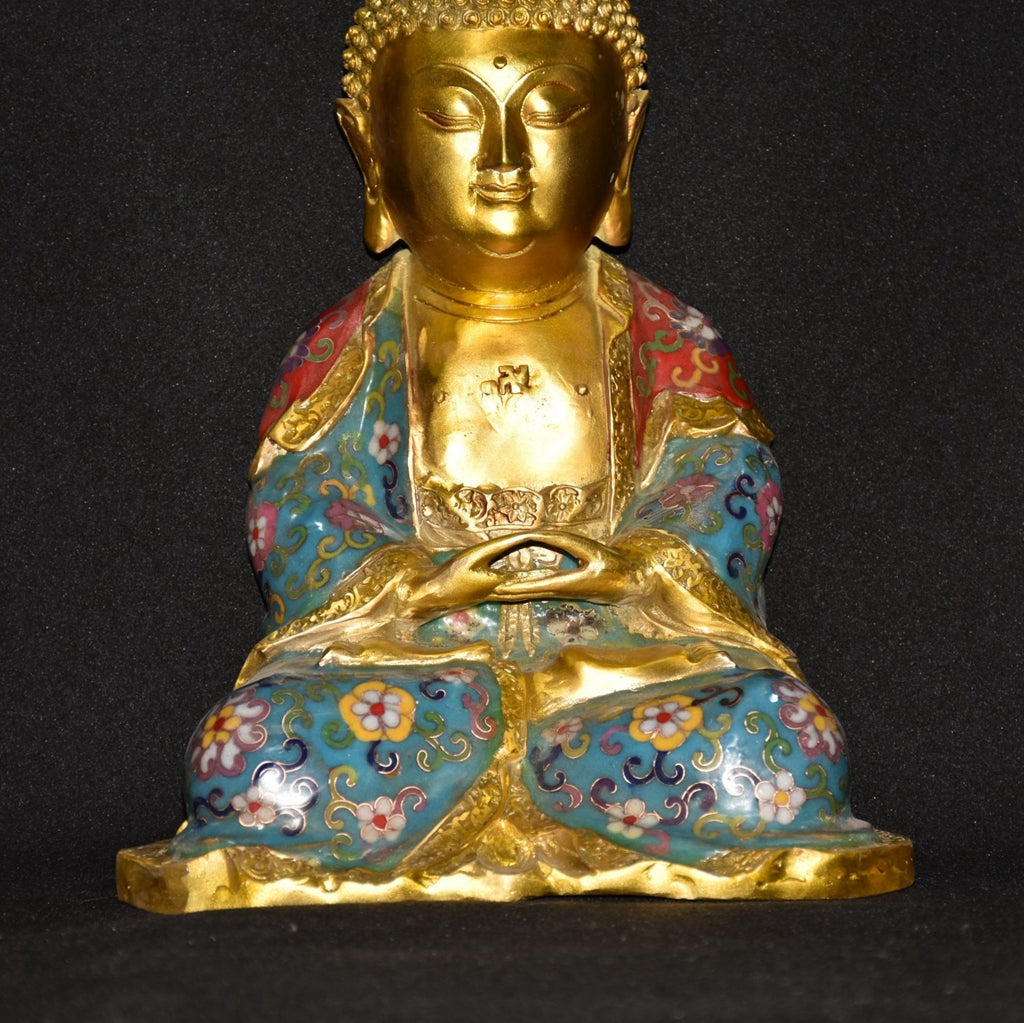 Pure copper cloisonn é Buddha statue ornament