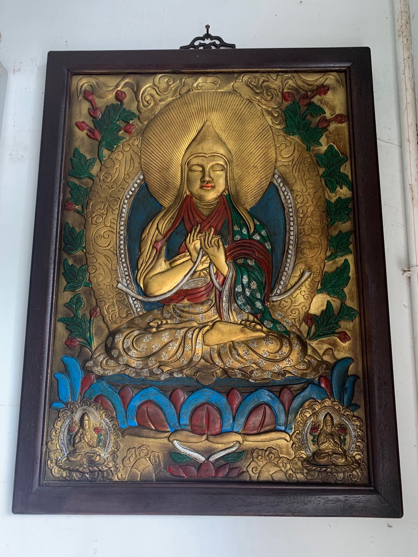 Chinese antique pure copper Tibetan Buddhist Tsongkhapa thangka