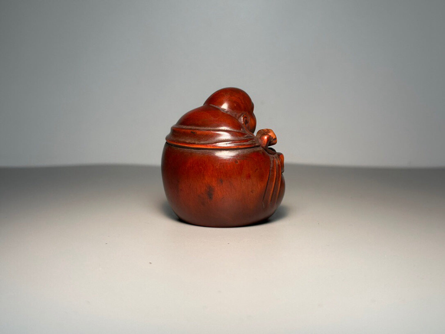 Chinese antique boxwood carving of Maitreya Buddha