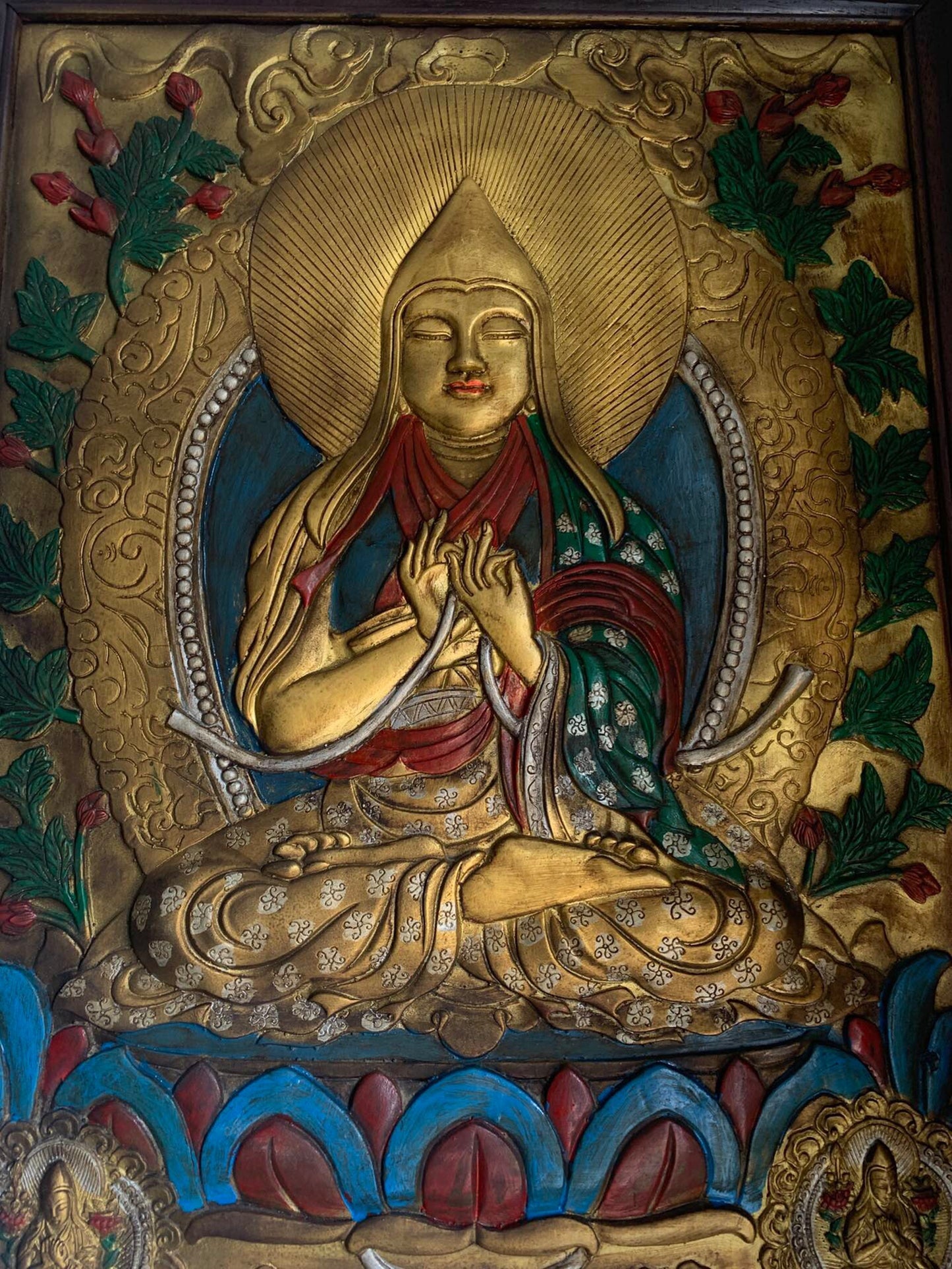 Chinese antique pure copper Tibetan Buddhist Tsongkhapa thangka