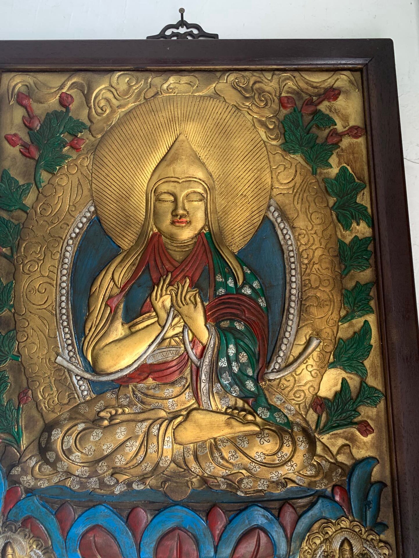 Chinese antique pure copper Tibetan Buddhist Tsongkhapa thangka