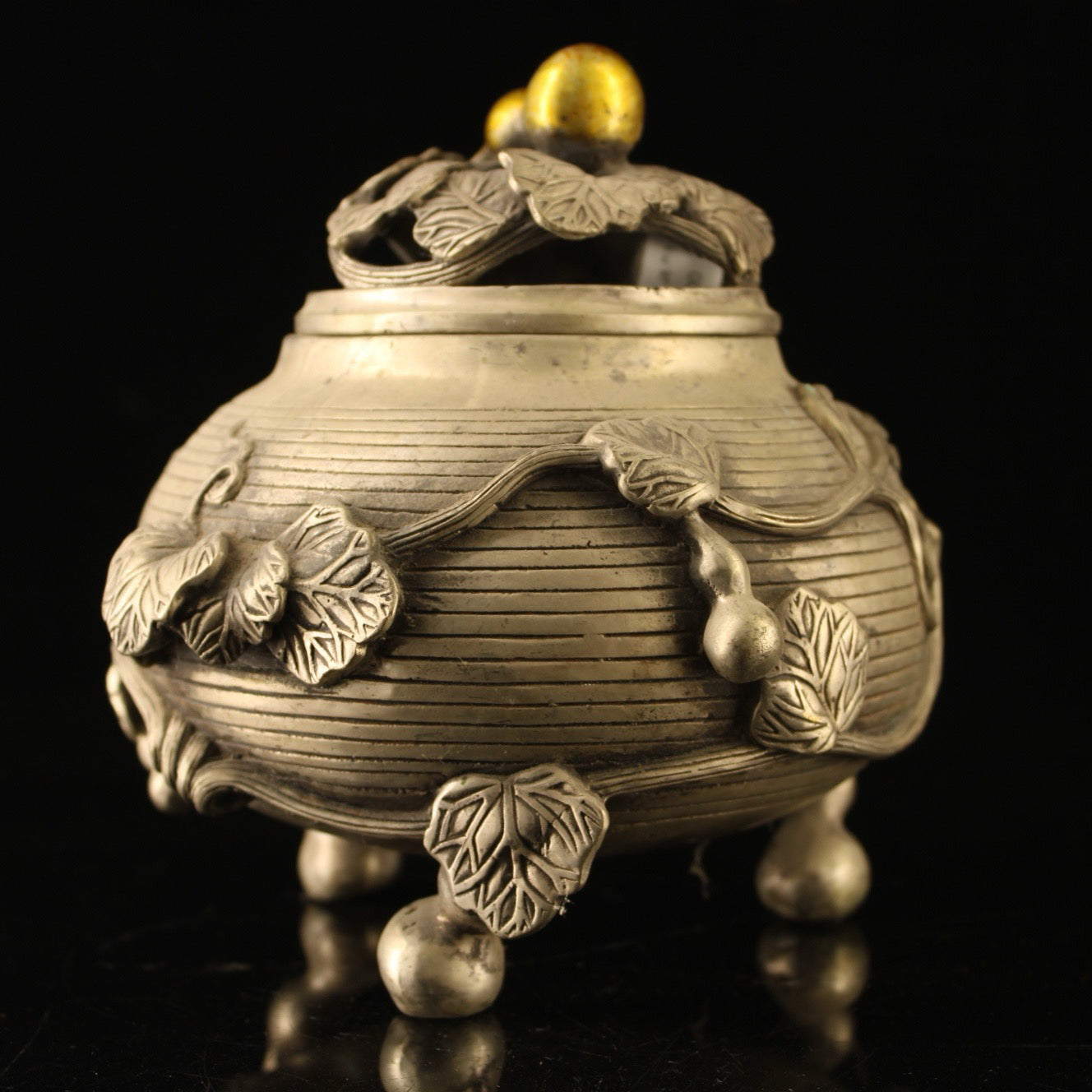 Chinese antique pure copper gourd incense burner