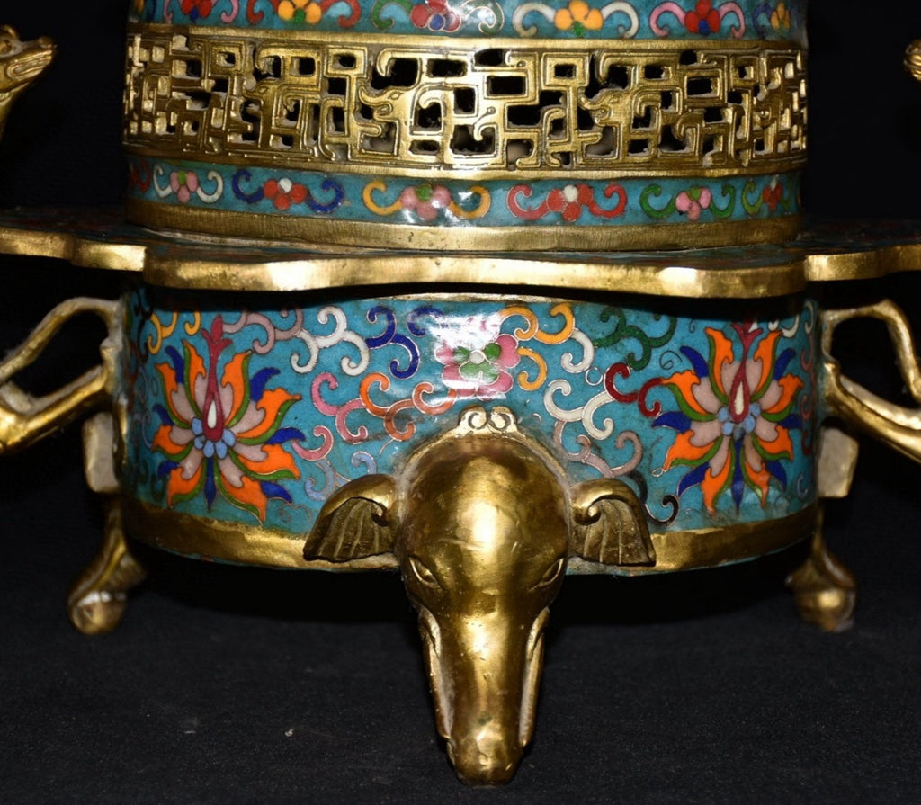 Pure copper cloisonne incense burner ornament