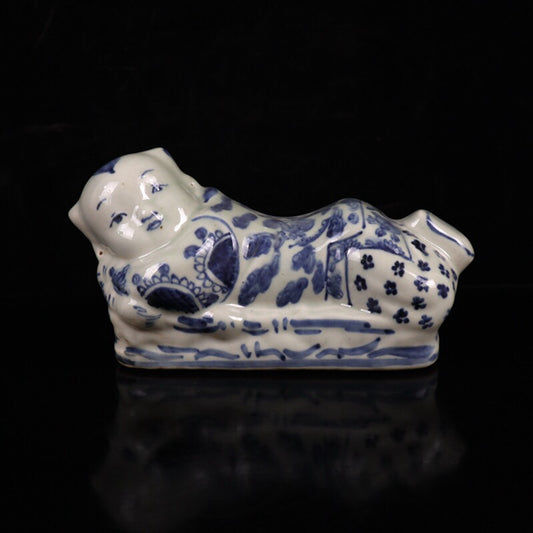 Chinese antique blue and white cloud bat patterned doll pillow