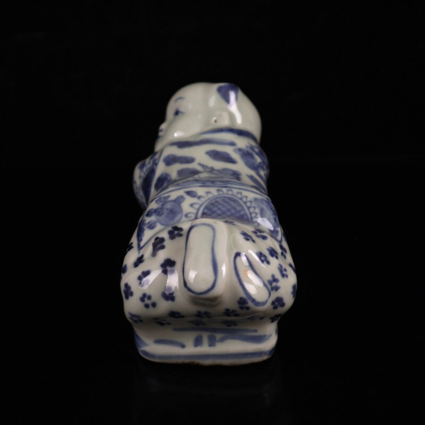 Chinese antique blue and white cloud bat patterned doll pillow